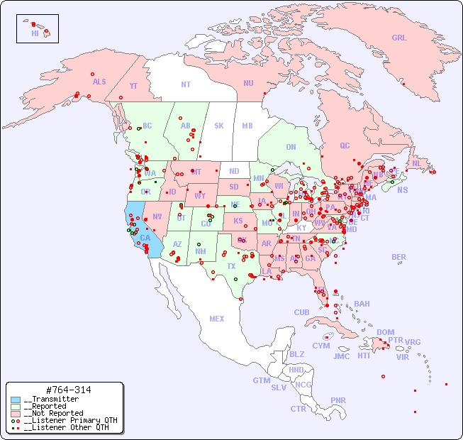 __North American Reception Map for #764-314