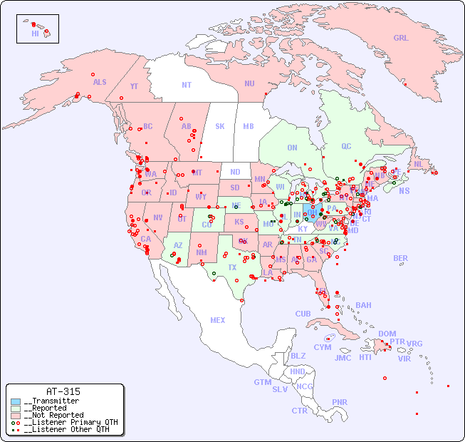 __North American Reception Map for AT-315