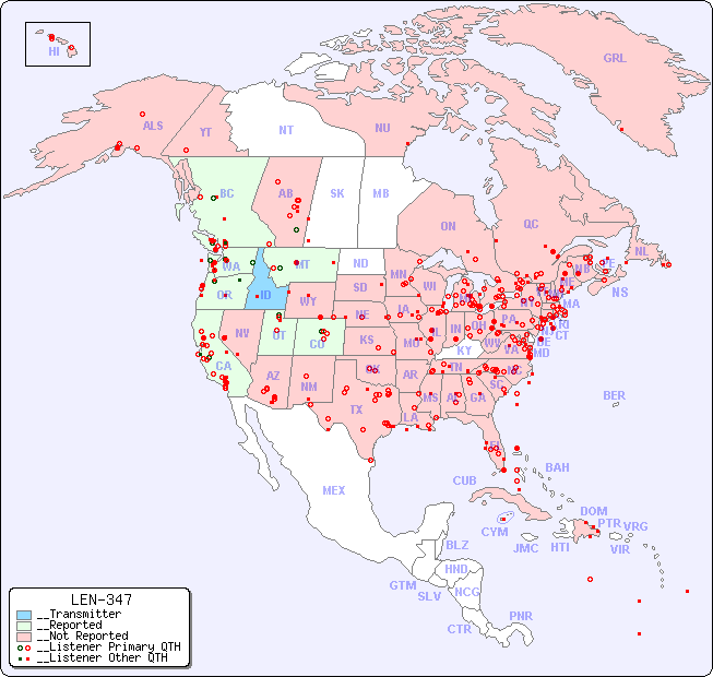 __North American Reception Map for LEN-347