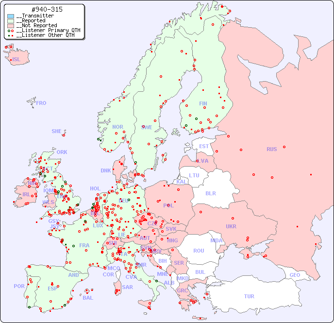 __European Reception Map for #940-315