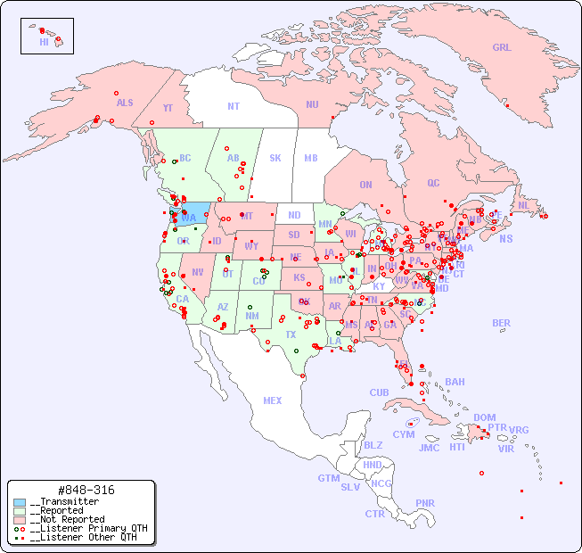 __North American Reception Map for #848-316