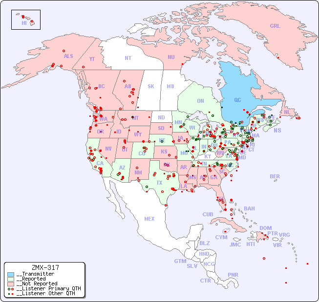 __North American Reception Map for ZMX-317