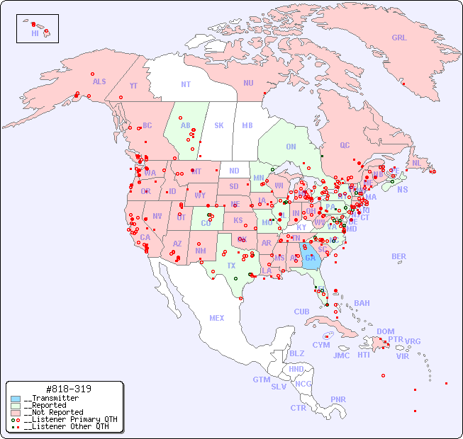 __North American Reception Map for #818-319
