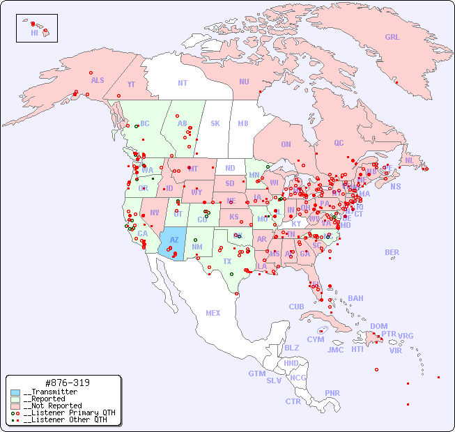 __North American Reception Map for #876-319