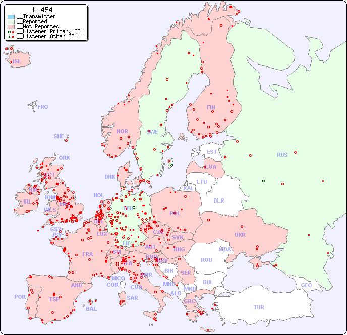 __European Reception Map for U-454