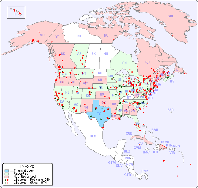 __North American Reception Map for TY-320
