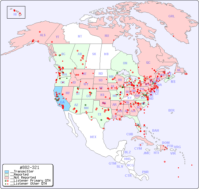 __North American Reception Map for #882-321