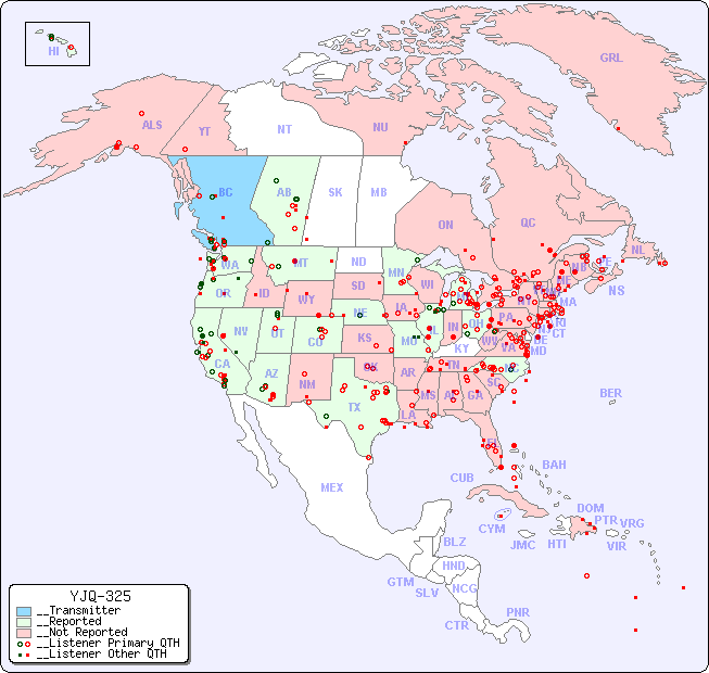 __North American Reception Map for YJQ-325