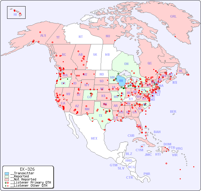 __North American Reception Map for EK-326