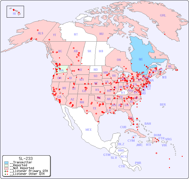 __North American Reception Map for 5L-233