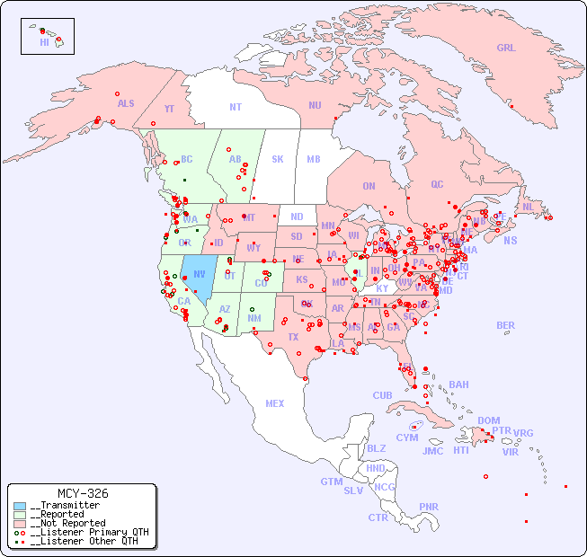 __North American Reception Map for MCY-326