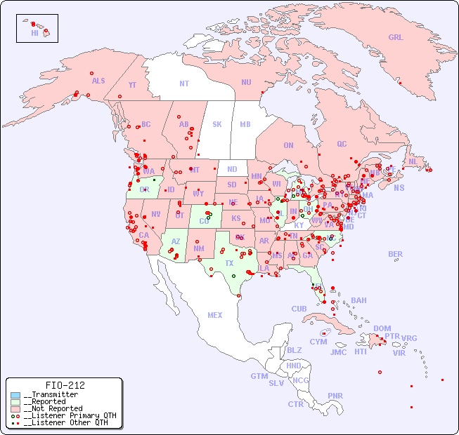 __North American Reception Map for FIO-212