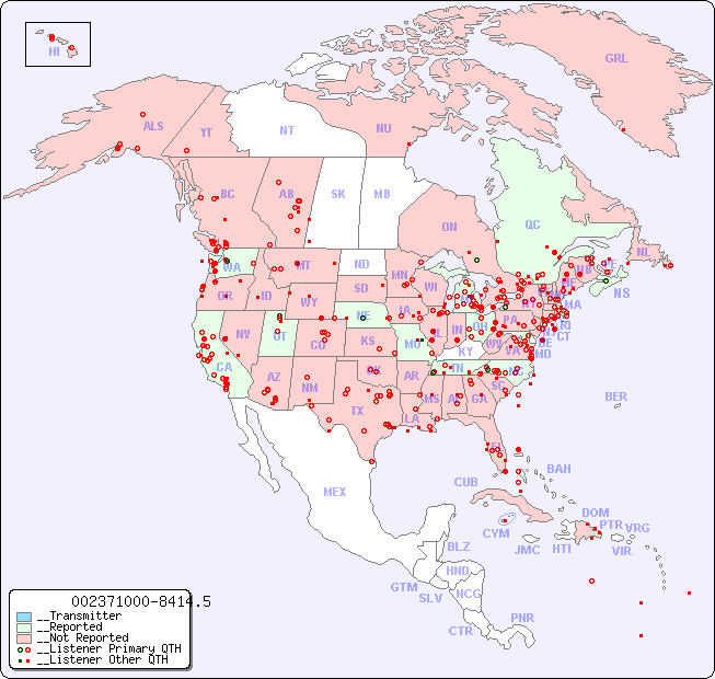 __North American Reception Map for 002371000-8414.5