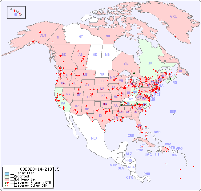__North American Reception Map for 002320014-2187.5