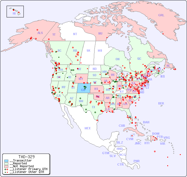 __North American Reception Map for TAD-329