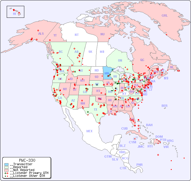 __North American Reception Map for PWC-330