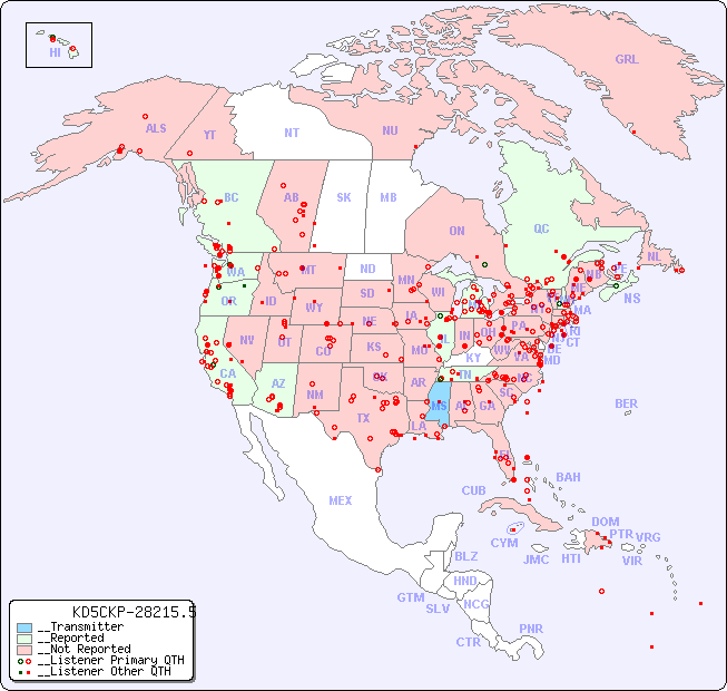 __North American Reception Map for KD5CKP-28215.5