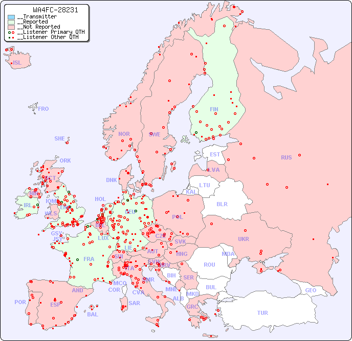 __European Reception Map for WA4FC-28231