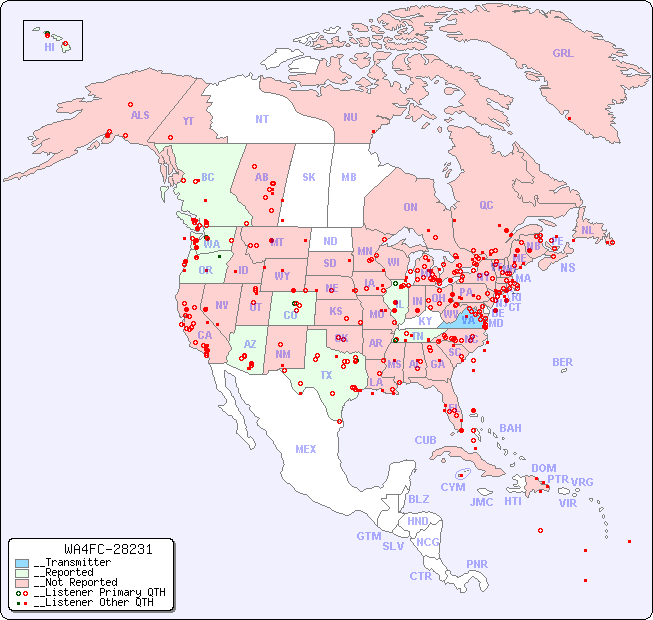 __North American Reception Map for WA4FC-28231