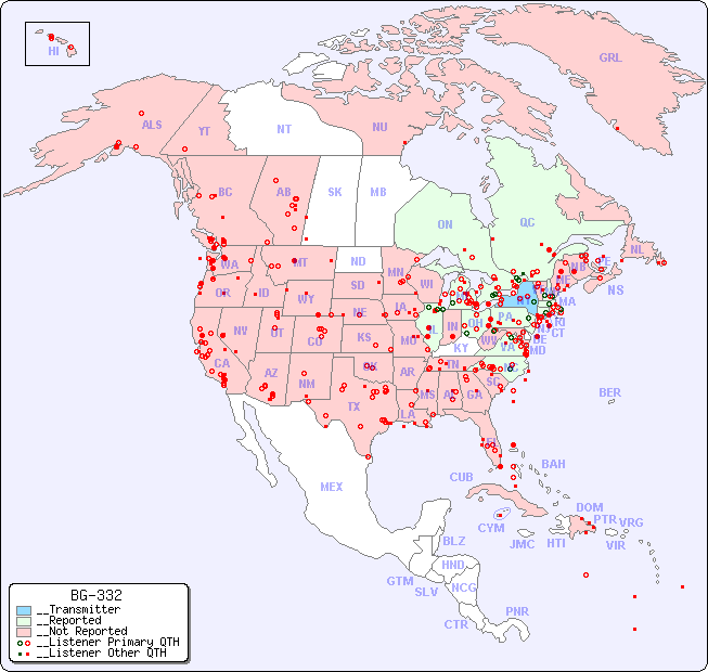 __North American Reception Map for BG-332