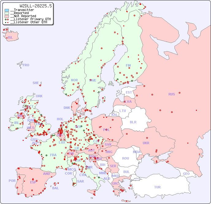__European Reception Map for W2DLL-28225.5
