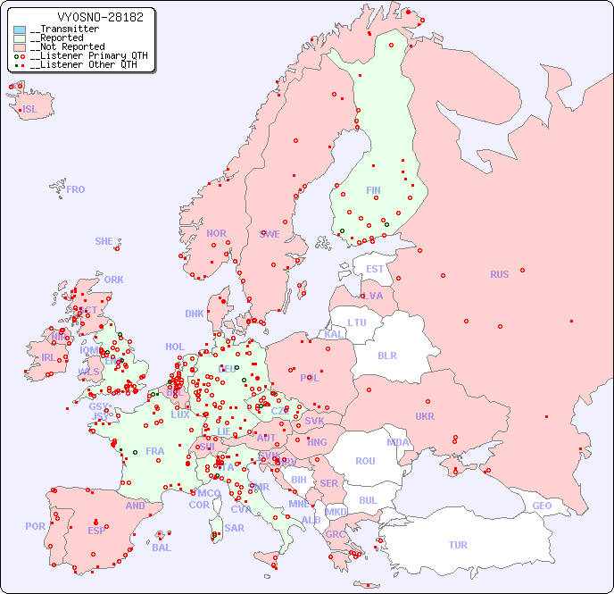 __European Reception Map for VY0SNO-28182