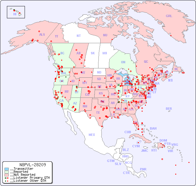 __North American Reception Map for N8PVL-28209