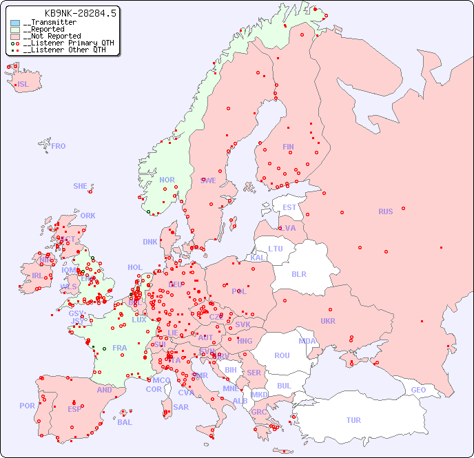 __European Reception Map for KB9NK-28284.5