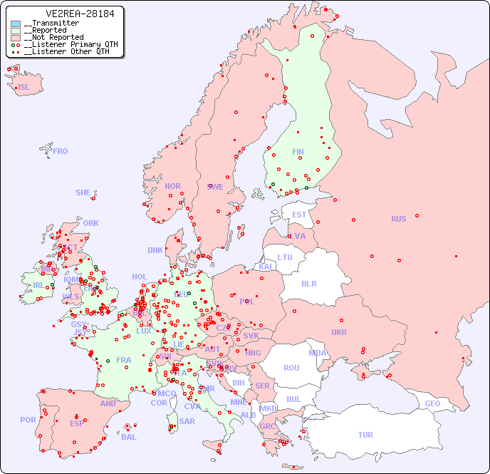__European Reception Map for VE2REA-28184