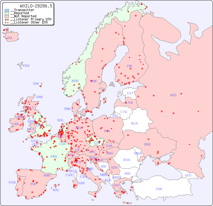 __European Reception Map for W0ILO-28286.5