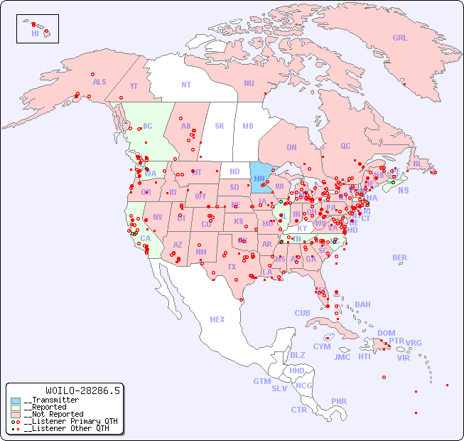 __North American Reception Map for W0ILO-28286.5