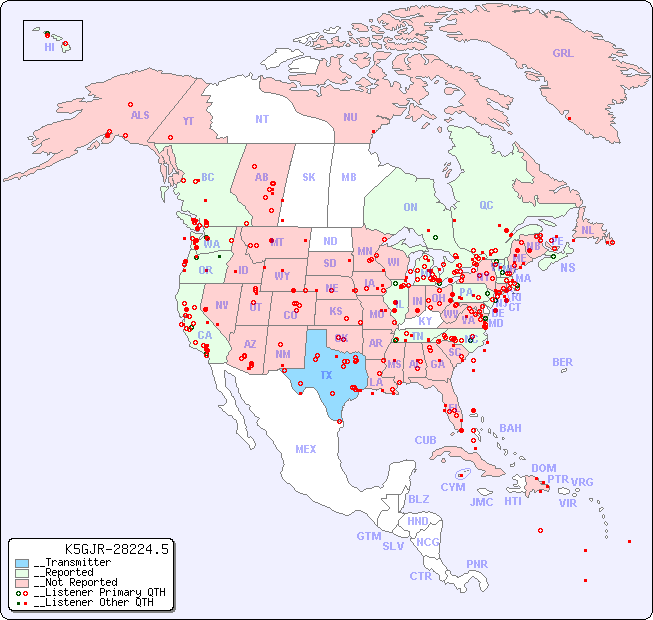 __North American Reception Map for K5GJR-28224.5