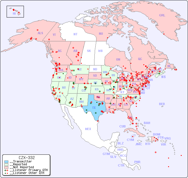 __North American Reception Map for CZX-332