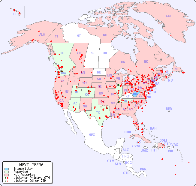 __North American Reception Map for W8YT-28236