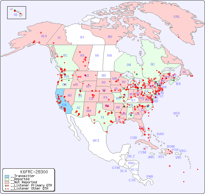 __North American Reception Map for K6FRC-28300