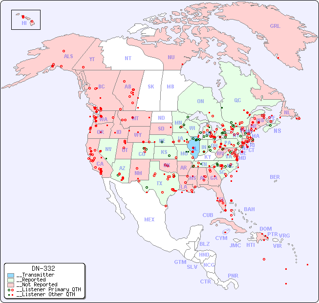 __North American Reception Map for DN-332