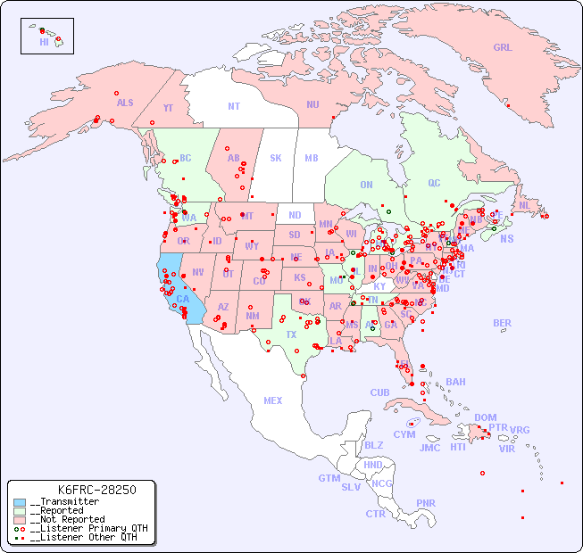 __North American Reception Map for K6FRC-28250