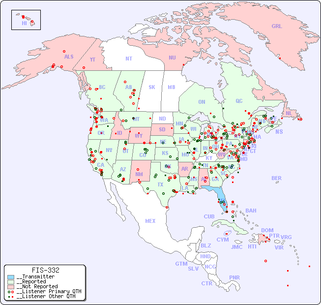 __North American Reception Map for FIS-332