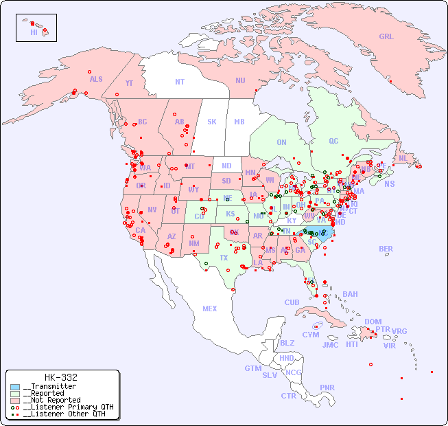 __North American Reception Map for HK-332