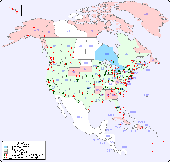 __North American Reception Map for QT-332