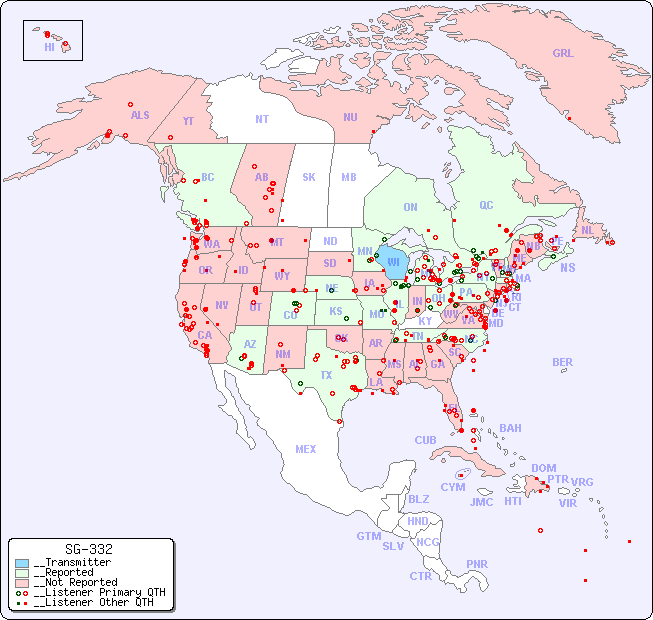 __North American Reception Map for SG-332