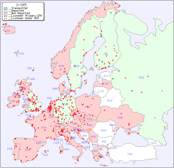 __European Reception Map for U-345