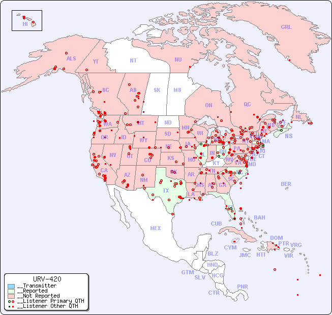__North American Reception Map for URV-420