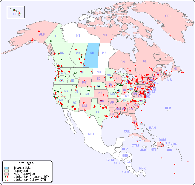 __North American Reception Map for VT-332