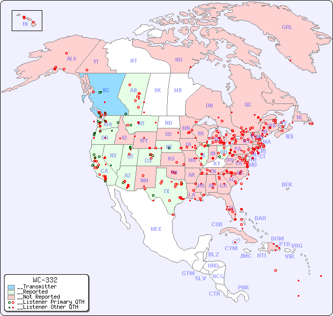 __North American Reception Map for WC-332