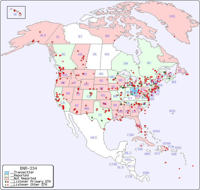 __North American Reception Map for BNR-334