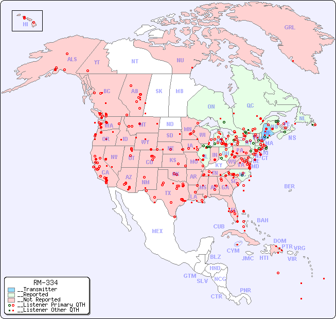 __North American Reception Map for RM-334