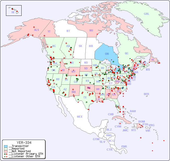 __North American Reception Map for YER-334