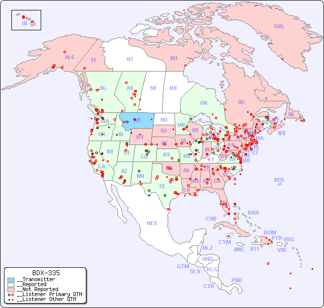 __North American Reception Map for BDX-335