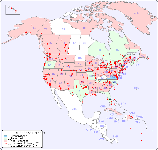 __North American Reception Map for WD2XSH/31-477.9